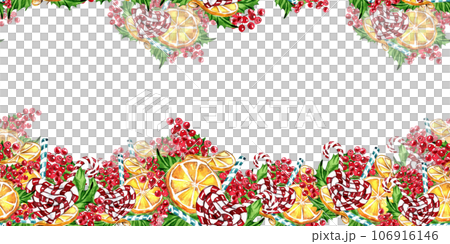 Horizontal seamless background for Christmas and New Year. Watercolor hand drawn illustration for cards, backgrounds, scrapbooking and your design. Perfect for wedding invitation. Horizontal seamless background for Christmas and New Year. Watercolor hand drawn illustration for cards, backgrounds, scrapbooking and your design. Perfect for wedding invitation. 106916146