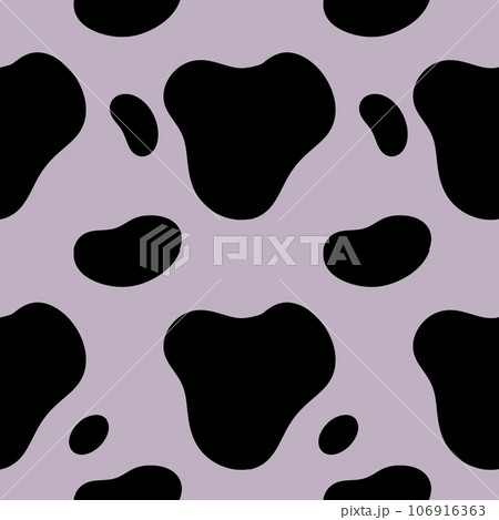 Cow texture pattern. Animal skin template. Red Spot background.  design illustration. Random bovine spots hand drawn design. Farm animal textural banner. 106916363