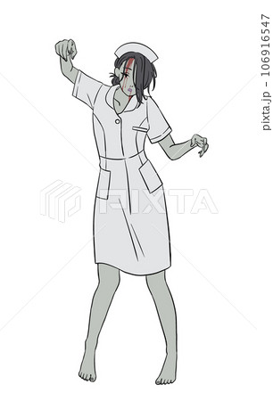 ハロウィン　ナース姿のゾンビの女性 106916547