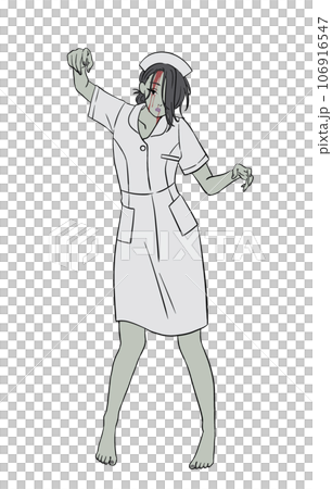 ハロウィン　ナース姿のゾンビの女性 106916547