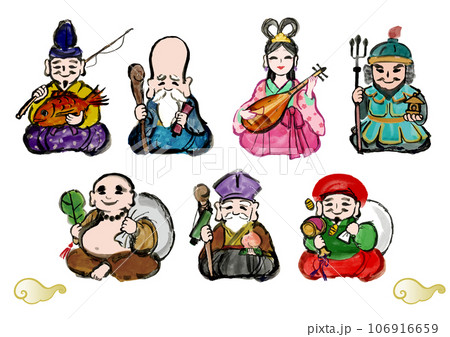 七福神の手描き和風イラスト 106916659
