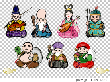 七福神の手描き和風イラスト 106916659