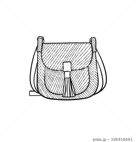 Girls school bag line art illustration design