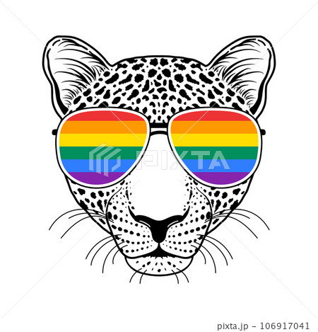 Leopard muzzle with sunglasses 106917041