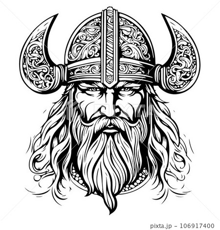 Beautiful lovely viking emblem logo vector art 106917400