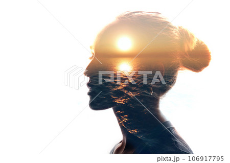 Woman mindset and mind psychology concept. Mental health and brain. Woman mindset and mind psychology concept. Mental health and brain. 106917795