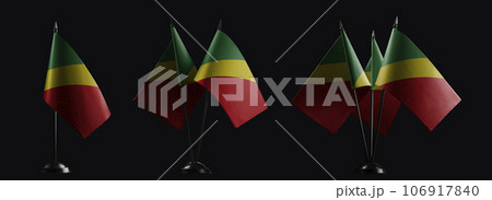Small national flags of the Congo on a black background 106917840
