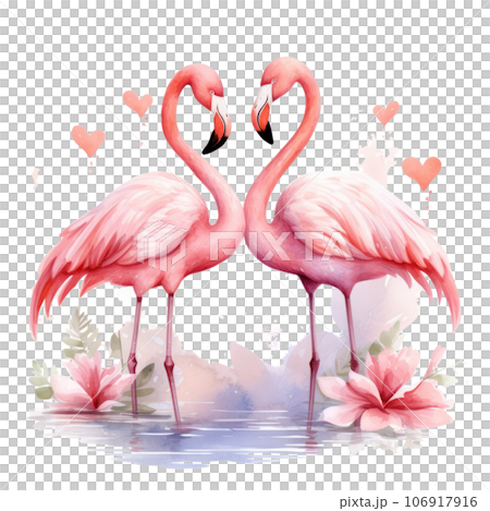Watercolor pink flamingo isolated 106917916