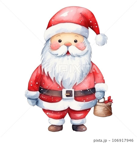Cute watercolor Santa Claus isolated 106917946