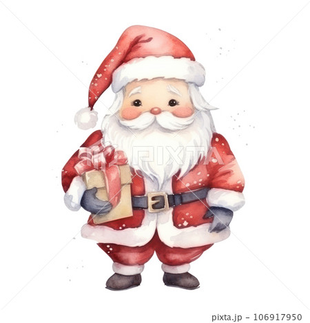 Cute watercolor Santa Claus isolated 106917950