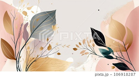 botanical watercolor design with flowers and leaves botanical watercolor design with flowers and leaves 106918287