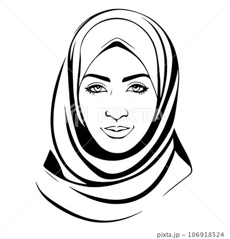 Extraordinary lovely muslim woman vector logo artのイラスト素材 [106918524 ...