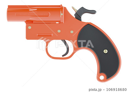 Flare gun or signal pistol, 3D rendering Flare gun or signal pistol, 3D rendering 106918680