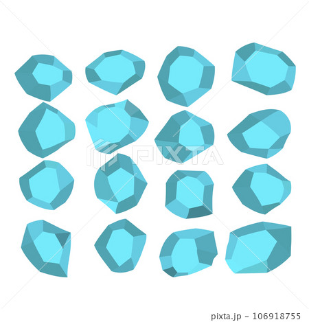 Cartoon stones. Rock stone isometric set. Blue boulders, natural building block shapes, wall stones. 3d flat isolated illustration. Vector collection 106918755