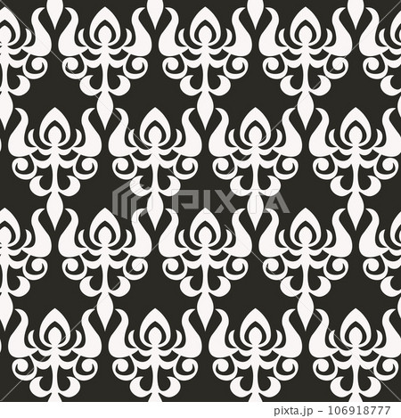 Seamless vintage pattern with curls. Wallpaper in the style of Baroque. Floral ornament. Ethnic tribal background. Vector illustration, template design for cloth, packaging, card, fabric Seamless vintage pattern with curls. Wallpaper in the style of Baroque. Floral ornament. Ethnic tribal background. Vector illustration, template design for cloth, packaging, card, fabric 106918777