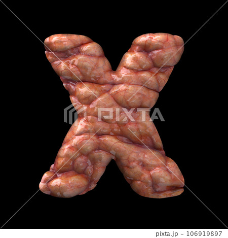 Halloween letter X - Upper-case 3d bloody font - suitable for Halloween, horror or death related subjects 106919897