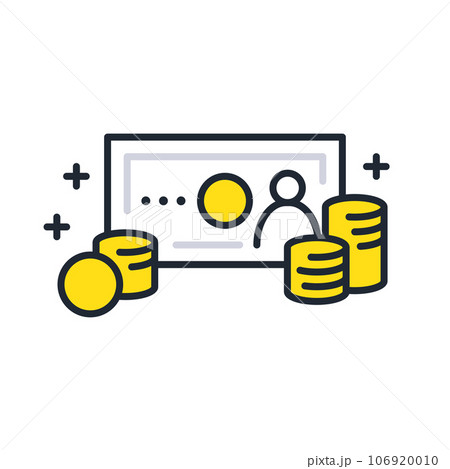 お札と硬貨のシンプルなベクターアイコンイラスト素材 お札と硬貨のシンプルなベクターアイコンイラスト素材 106920010