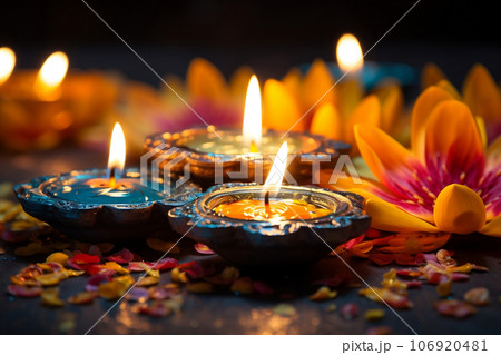 Diwali celebration with space for text or greetings. Copy space and Diwali concept. Diwali celebration with space for text or greetings. Copy space and Diwali concept. 106920481