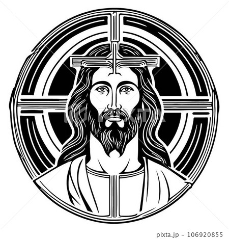 Pretty lovely Jesus Christ emblem vector art 106920855