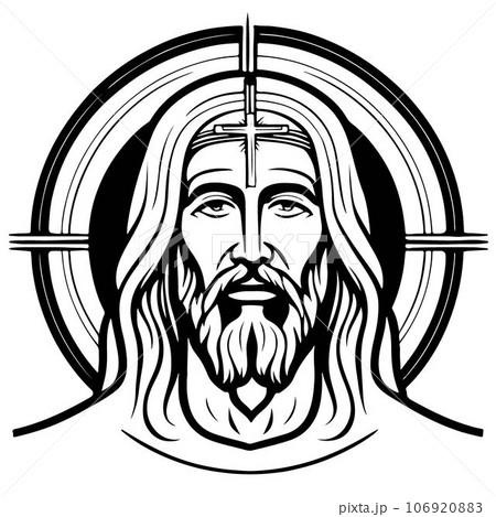Breathtaking lovely Jesus Christ emblem vector art Breathtaking lovely Jesus Christ emblem vector art 106920883