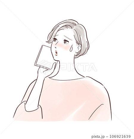 ハンカチで汗を拭くミドル女性 ハンカチで汗を拭くミドル女性 106921639