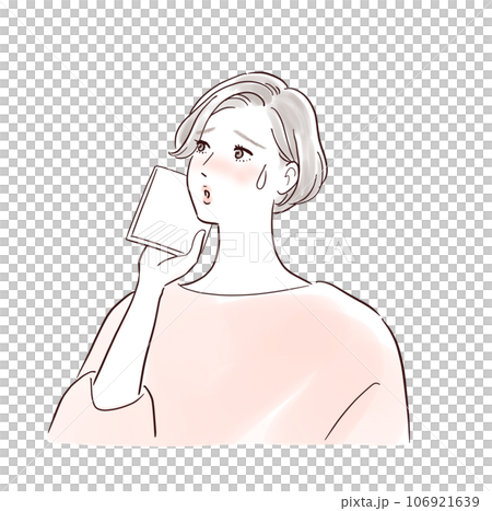 ハンカチで汗を拭くミドル女性 ハンカチで汗を拭くミドル女性 106921639