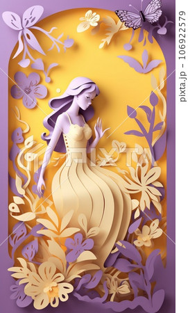 Beautiful and delicate woman concept paper cut art. Generative AI Beautiful and delicate woman concept paper cut art. Generative AI 106922579