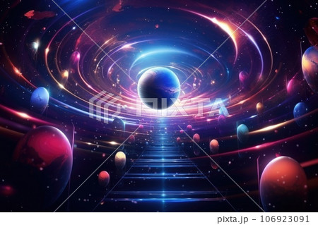 Orbit of Universe colourful abstract background. Generative AI 106923091