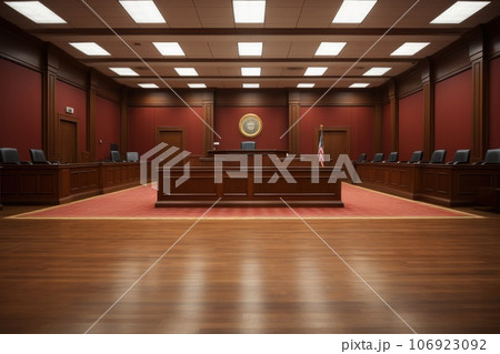 Empty Court hall. lawyer and judge concept. Generative AI 106923092