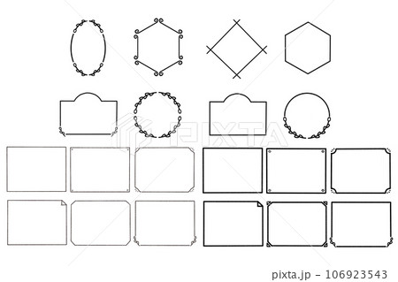 シンプルな使いやすい線画の手書きフレーム_テンプレートセット 106923543