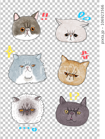 表情いろいろ、猫のアイコンイラスト 106923566
