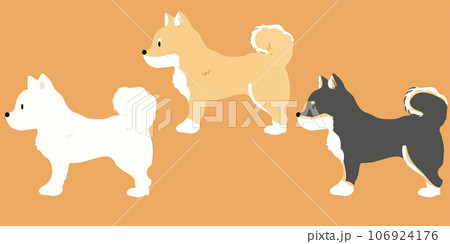 手書き風のシンプルなかわいい柴犬のイラスト　横向き　主線なし 106924176