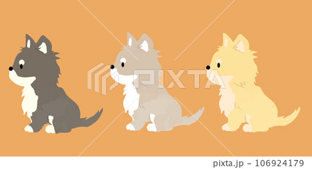 手書き風のシンプルなかわいいチワワのイラスト　おすわり　主線なし 106924179