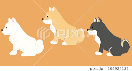 手書き風のシンプルなかわいい柴犬のイラスト おすわり 主線なし 手書き風のシンプルなかわいい柴犬のイラスト おすわり 主線なし 106924183