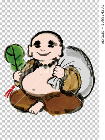 七福神の布袋尊の手描き和風イラスト 106924231