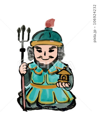 七福神の毘沙門天の手描き和風イラスト 七福神の毘沙門天の手描き和風イラスト 106924232