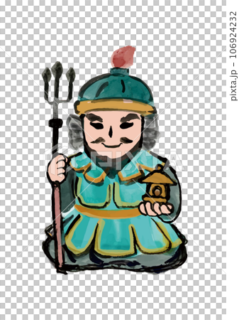 七福神の毘沙門天の手描き和風イラスト 七福神の毘沙門天の手描き和風イラスト 106924232