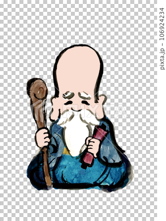 七福神の福禄寿の手描き和風イラスト 106924234
