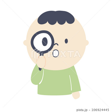 虫眼鏡で観察する男の子のイラスト 106924445