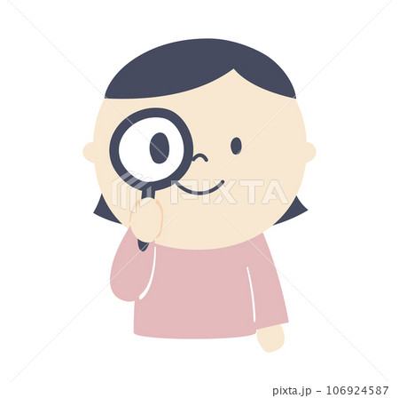 虫眼鏡で観察する女の子のイラスト 106924587