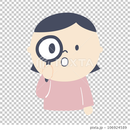 虫眼鏡で観察する女の子のイラスト 106924589