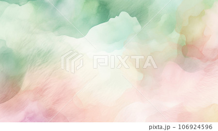 水彩画風背景用素材:優しく淡いピンクとグリーン 水彩画風背景用素材:優しく淡いピンクとグリーン 106924596