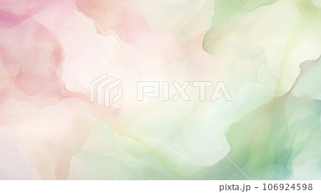 水彩画風背景用素材：優しく淡いピンクとグリーン 106924598