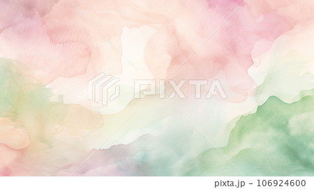 水彩画風背景用素材：優しく淡いピンクとグリーン 106924600