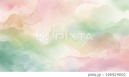 水彩画風背景用素材：優しく淡いピンクとグリーン 106924602