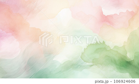 水彩画風背景用素材：優しく淡いピンクとグリーン 106924606