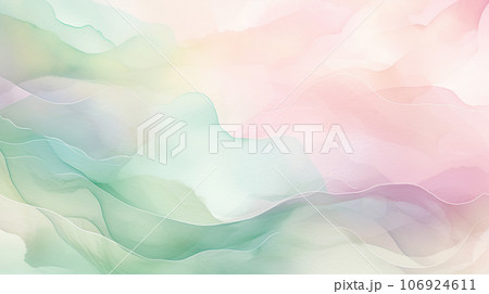 水彩画風背景用素材：優しく淡いピンクとグリーン 106924611