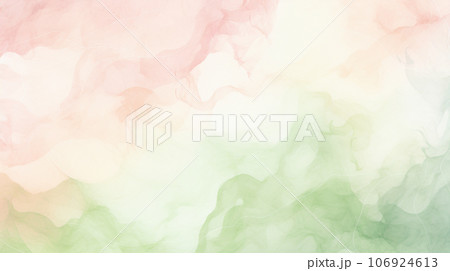 水彩画風背景用素材:優しく淡いピンクとグリーン 水彩画風背景用素材:優しく淡いピンクとグリーン 106924613
