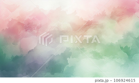 水彩画風背景用素材:優しく淡いピンクとグリーン 水彩画風背景用素材:優しく淡いピンクとグリーン 106924615