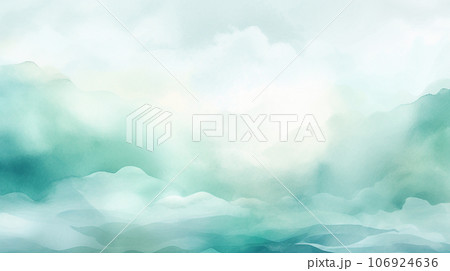 水彩画風背景用素材：優しく淡い緑と白 106924636
